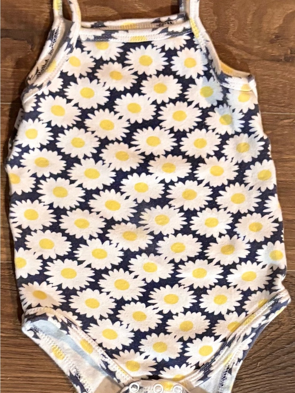Hudson Baby Daisy Print Onesie - Navy, White & Yellow